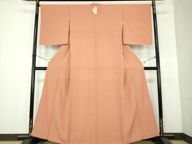平和屋着物●上質な色無地　赭色　正絹　逸品　未使用　DABH9100ps