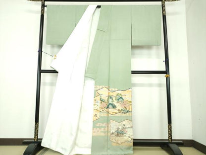 平和屋着物●豪華色留袖　風景花屏風　暈し染め　金銀彩　正絹　逸品　DABH9107ps