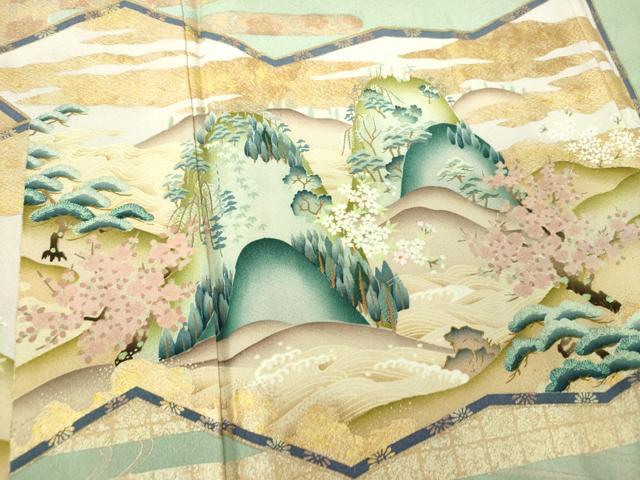 平和屋着物●豪華色留袖　風景花屏風　暈し染め　金銀彩　正絹　逸品　DABH9107ps