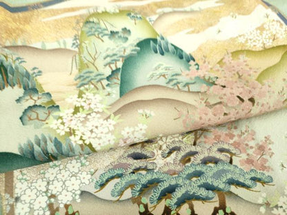 平和屋着物●豪華色留袖　風景花屏風　暈し染め　金銀彩　正絹　逸品　DABH9107ps