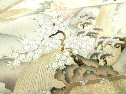 平和屋着物●豪華色留袖　風景花屏風　暈し染め　金銀彩　正絹　逸品　DABH9107ps
