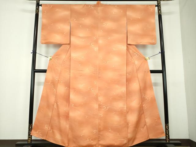 平和屋着物●上質な小紋　地紋起こし　霞文　暈し染め　正絹　逸品　DABH9109ps