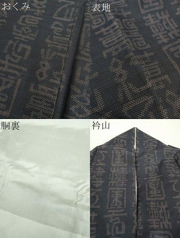 平和屋着物●本場大島紬　9マルキ　文字文　正絹　逸品　DABH9111ps