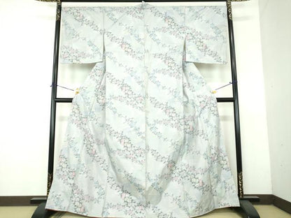 平和屋着物●本場大島紬　白大島　7マルキ　総絣　枝花文　正絹　逸品　未使用　DABH9112ps