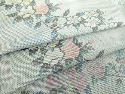 平和屋着物●本場大島紬　白大島　7マルキ　総絣　枝花文　正絹　逸品　未使用　DABH9112ps