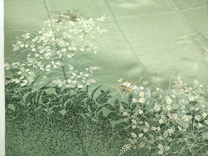 平和屋着物●訪問着　刺繍　草花文　シルエット　暈し染め　金糸　正絹　逸品　DABH9113ps