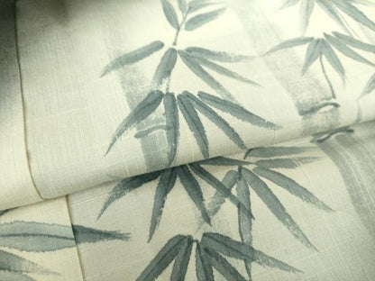 平和屋着物●訪問着　紬地　手描き　笹竹文　黒地　正絹　逸品　DABH9114ps