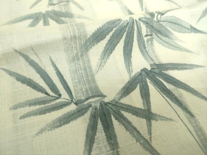 平和屋着物●訪問着　紬地　手描き　笹竹文　黒地　正絹　逸品　DABH9114ps