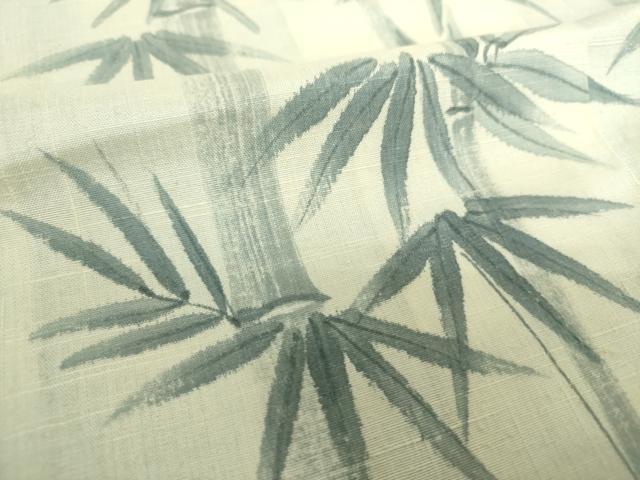 平和屋着物●訪問着　紬地　手描き　笹竹文　黒地　正絹　逸品　DABH9114ps