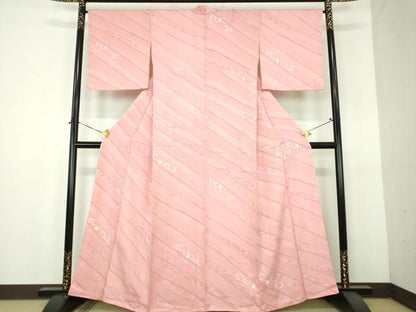 平和屋着物●上質な小紋　絞り　地紋起こし　更紗花唐草文　正絹　逸品　DABH9116ps