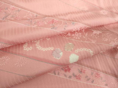 平和屋着物●上質な小紋　絞り　地紋起こし　更紗花唐草文　正絹　逸品　DABH9116ps