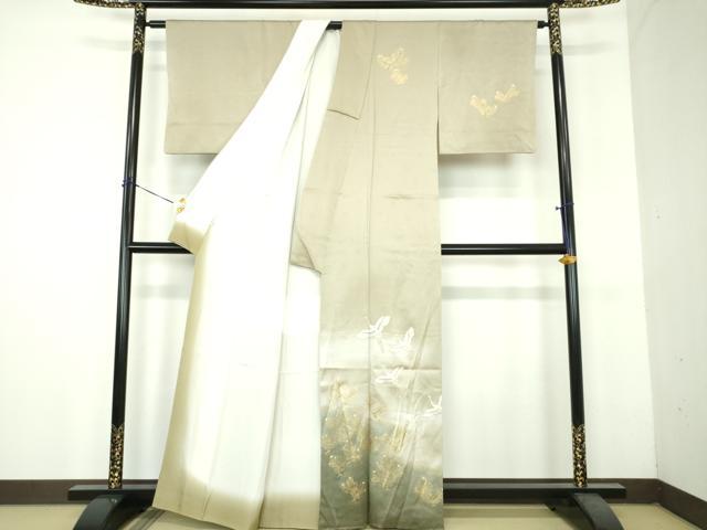 平和屋着物●訪問着　飛鶴流水松文　暈し染め　金彩　正絹　逸品　DABH9117ps