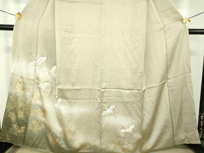 平和屋着物●訪問着　飛鶴流水松文　暈し染め　金彩　正絹　逸品　DABH9117ps