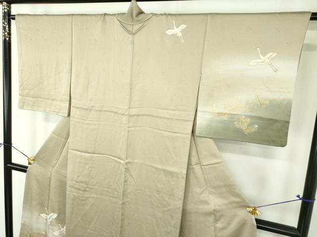 平和屋着物●訪問着　飛鶴流水松文　暈し染め　金彩　正絹　逸品　DABH9117ps