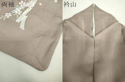 平和屋着物●訪問着　枝垂れ桜　櫛　金彩　正絹　逸品　DABH9118ps