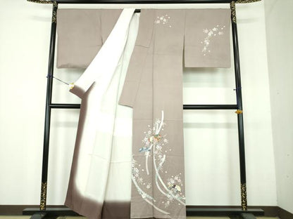 平和屋着物●訪問着　枝垂れ桜　櫛　金彩　正絹　逸品　DABH9118ps