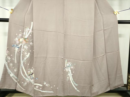 平和屋着物●訪問着　枝垂れ桜　櫛　金彩　正絹　逸品　DABH9118ps