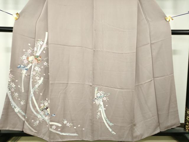 平和屋着物●訪問着　枝垂れ桜　櫛　金彩　正絹　逸品　DABH9118ps
