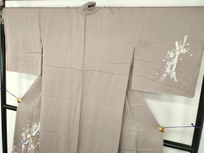 平和屋着物●訪問着　枝垂れ桜　櫛　金彩　正絹　逸品　DABH9118ps