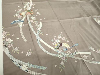 平和屋着物●訪問着　枝垂れ桜　櫛　金彩　正絹　逸品　DABH9118ps