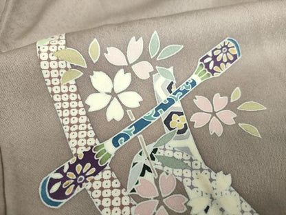 平和屋着物●訪問着　枝垂れ桜　櫛　金彩　正絹　逸品　DABH9118ps