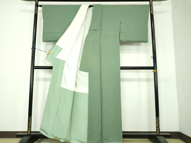 平和屋着物●上質な色無地　紋意匠　薄青色　正絹　逸品　DABH9121ps