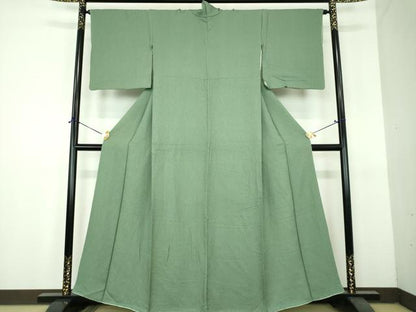 平和屋着物●上質な色無地　紋意匠　薄青色　正絹　逸品　DABH9121ps