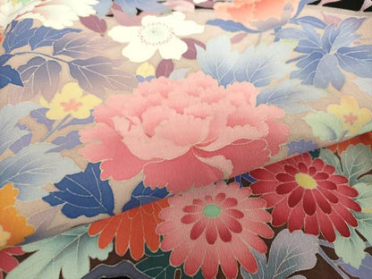 平和屋着物●豪華黒留袖　友禅　作家物　花鳥風景　正絹　逸品　DABH9132ps