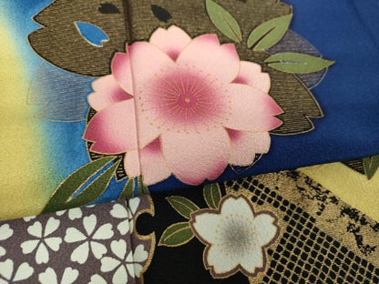 平和屋着物●豪華振袖　舞桜　暈し染め　金彩　正絹　逸品　DABH9134ps