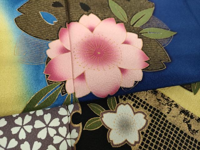 平和屋着物●豪華振袖　舞桜　暈し染め　金彩　正絹　逸品　DABH9134ps