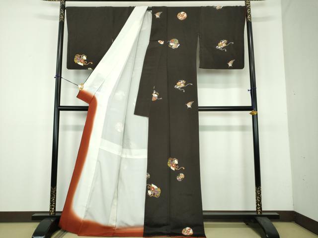平和屋着物●上質な小紋　宝尽くし　鬼しぼ縮緬　金彩　正絹　逸品　DABH9135ps