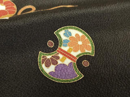 平和屋着物●上質な小紋　宝尽くし　鬼しぼ縮緬　金彩　正絹　逸品　DABH9135ps