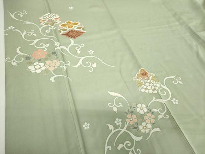 平和屋着物●訪問着　駒刺繍　亀甲花文　金彩　正絹　逸品　DABH9138ps