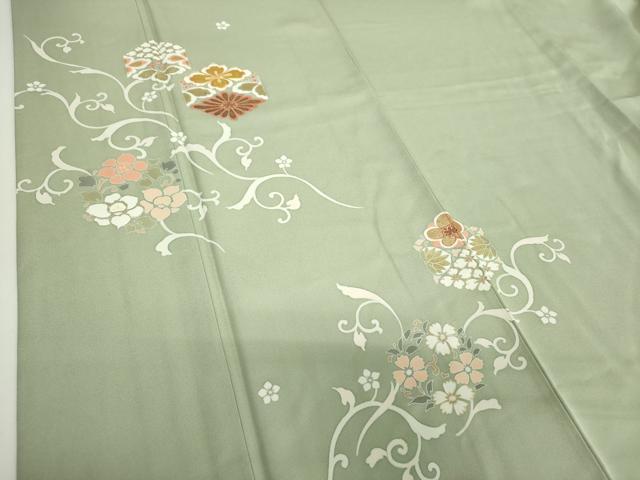 平和屋着物●訪問着　駒刺繍　亀甲花文　金彩　正絹　逸品　DABH9138ps