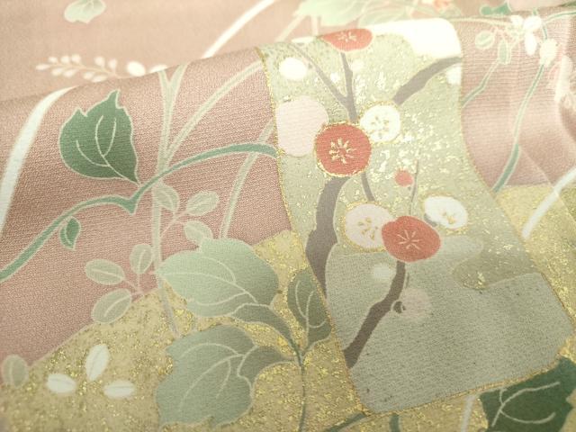 平和屋着物●訪問着　駒刺繍　短冊花文　金彩　正絹　逸品　DABH9139ps