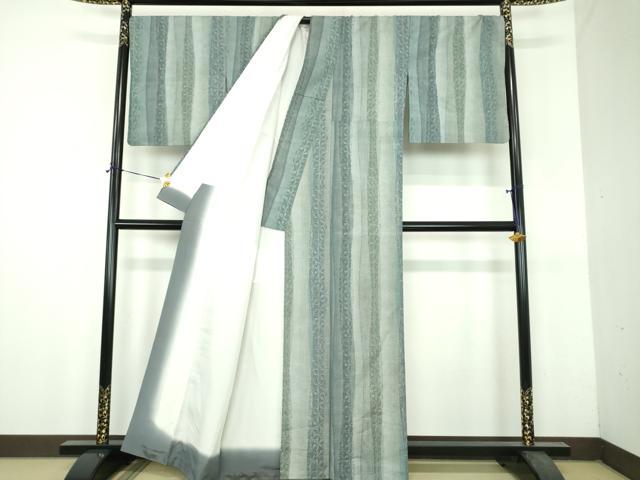 平和屋着物●上質な紬　麻の葉間道　正絹　逸品　DABH9141ps