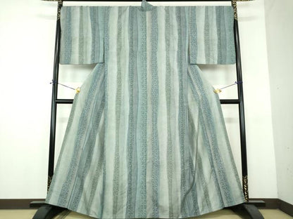 平和屋着物●上質な紬　麻の葉間道　正絹　逸品　DABH9141ps