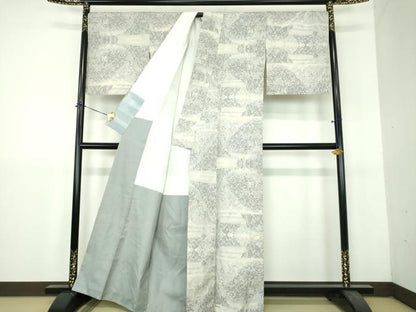 平和屋着物●本場大島紬　白大島　9マルキ　樹林風景　正絹　逸品　DABH9142ps