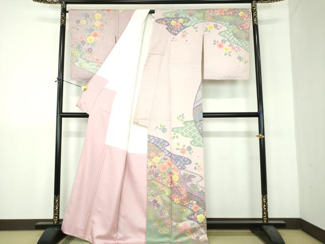 平和屋着物●訪問着　作家物　舞桜　舞梅　金彩　正絹　逸品　DABH9153ps