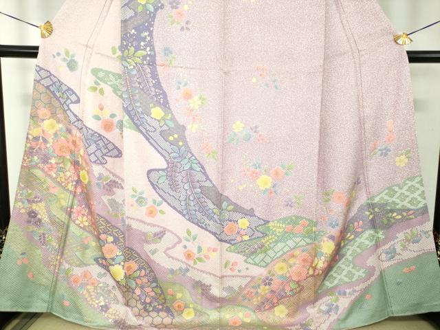 平和屋着物●訪問着　作家物　舞桜　舞梅　金彩　正絹　逸品　DABH9153ps