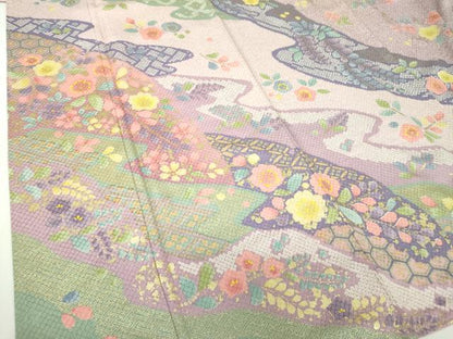 平和屋着物●訪問着　作家物　舞桜　舞梅　金彩　正絹　逸品　DABH9153ps