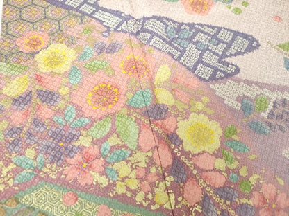 平和屋着物●訪問着　作家物　舞桜　舞梅　金彩　正絹　逸品　DABH9153ps