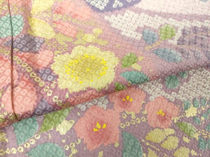 平和屋着物●訪問着　作家物　舞桜　舞梅　金彩　正絹　逸品　DABH9153ps