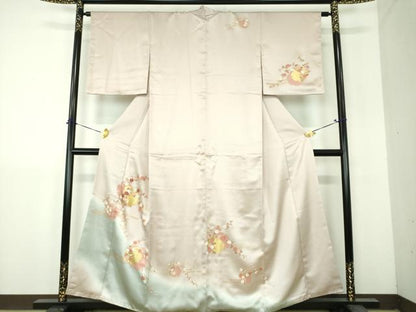 平和屋着物●訪問着　刺繍　雪輪花文　暈し染め　金彩　正絹　逸品　DABH9154ps