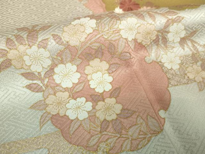 平和屋着物●訪問着　刺繍　雪輪花文　暈し染め　金彩　正絹　逸品　DABH9154ps