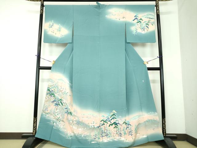 平和屋着物●訪問着　友禅　作家物　風景花文　暈し染め　正絹　逸品　DABH9155ps