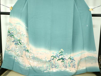 平和屋着物●訪問着　友禅　作家物　風景花文　暈し染め　正絹　逸品　DABH9155ps