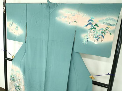 平和屋着物●訪問着　友禅　作家物　風景花文　暈し染め　正絹　逸品　DABH9155ps