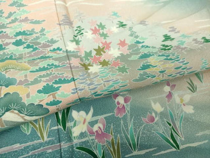 平和屋着物●訪問着　友禅　作家物　風景花文　暈し染め　正絹　逸品　DABH9155ps