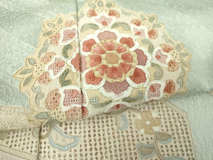 平和屋着物●中国三大刺繍　スワトウ相良刺繍　汕頭相良刺繍　総刺繍　訪問着　正倉院花文　暈し染め　正絹　逸品　DABH9157ps